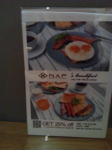 Nap hotel 朝食メニュー