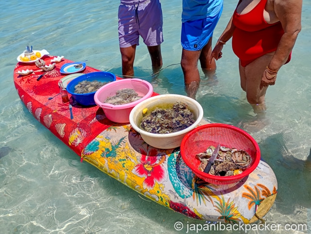 モーリシャスのベニティエ島のカキ屋